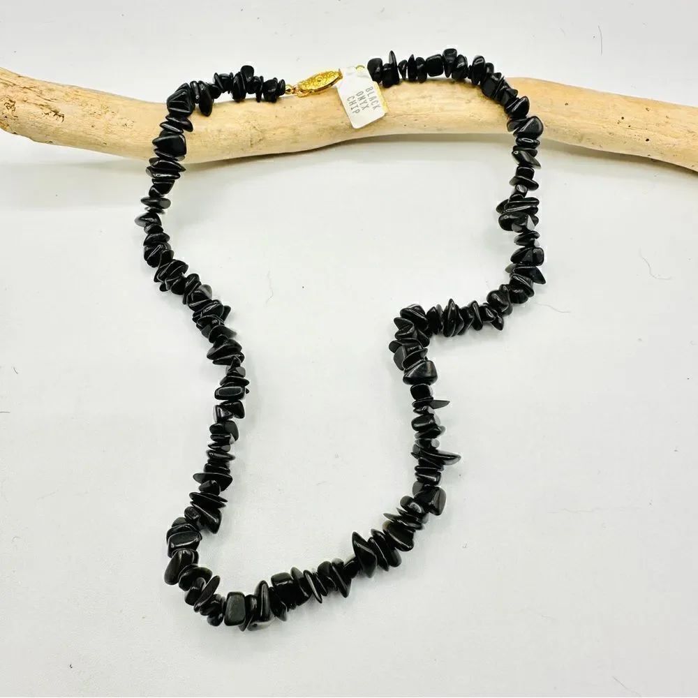 Vintage Black Onyx Chip Necklace